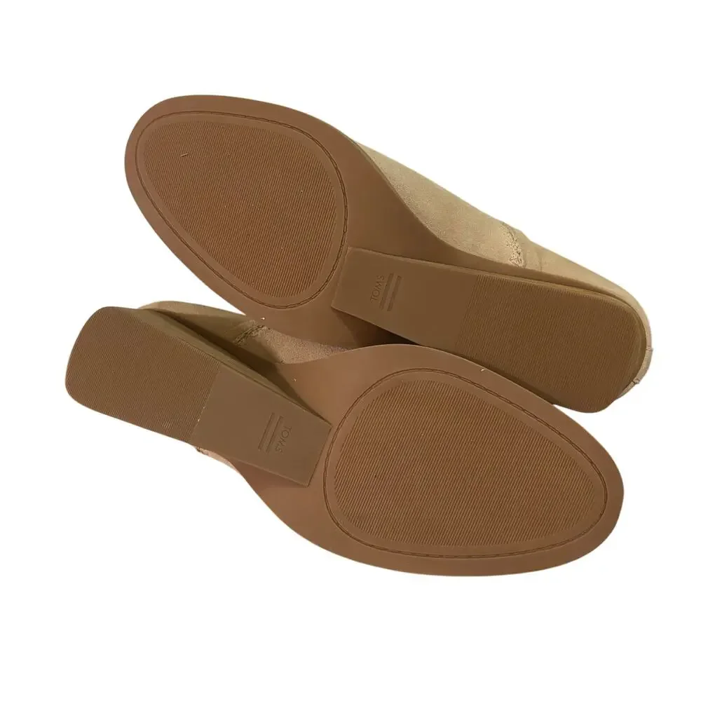TOMS Kaia Wedge Booties Women’s Size 12 Oatmeal Suede Leather Ankle Boots NWT